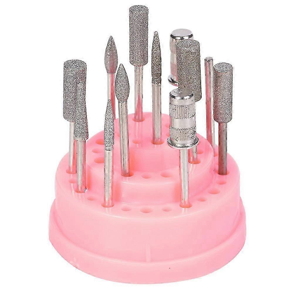 Pink Nail Drill Bits Storage Box | Plastic Organizer for Nail Tools
