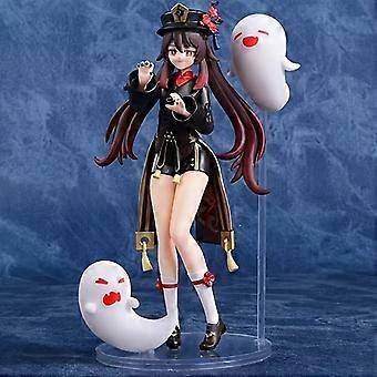 Anime-Mädchen-Figur aus PVC, Sammlerfigur, schwarz-goldene Uniform mit Geistermotiven, Schreibtisch- und Autodeko, Geschenk für Anime-Fans, Halloween & Weihnachten