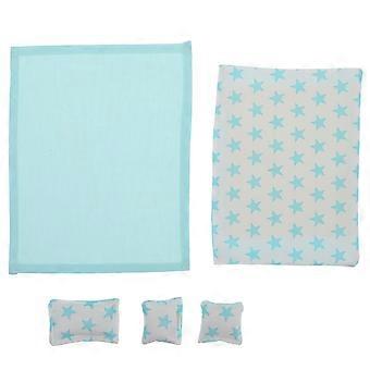 Conjunto de Cama em Miniatura para Casa de Bonecas Incluindo Travesseiros e Cobertor Escala 1/12 Lençol Realista Mini Casa Acessórios para Quarto
