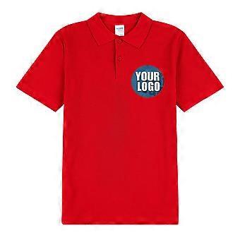 Personalised Mens Custom Printed Polo Collar T-shirt Logo Printing Red Tee