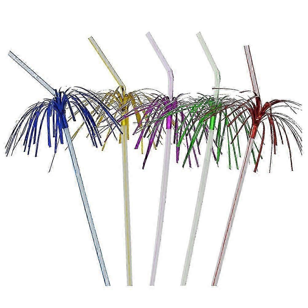 100 Pcs Firework Design Colored Straws for Party Use