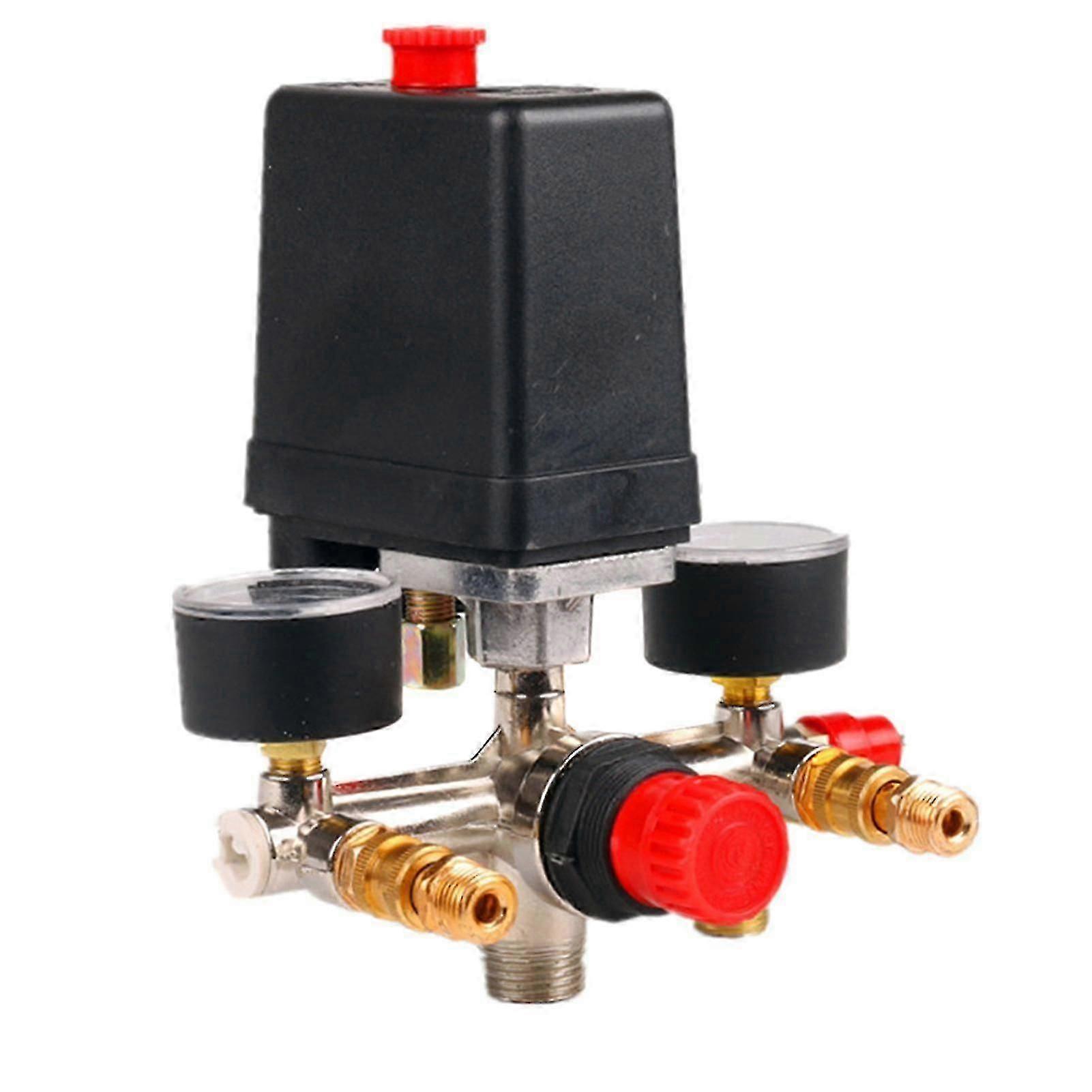 Luftkompressor grenrörsregulator 90-120psi tryckmätare brytare kontroll
