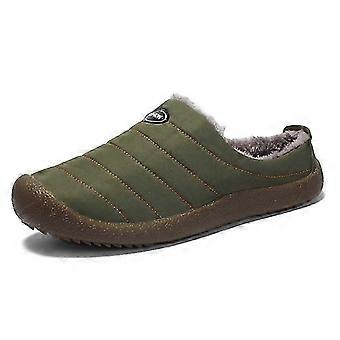 Khakifarbene, bequeme Winterpantoffeln aus Baumwolle für Herren, Hausschuhe, Größen 37-48
