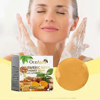 Turmeric with Honey Soap, Gentle Cleansing Facial Pore, Smooth, Soft and Radiant Skin, Deep Moisturizing and Hydrating Soap for All Skin Types