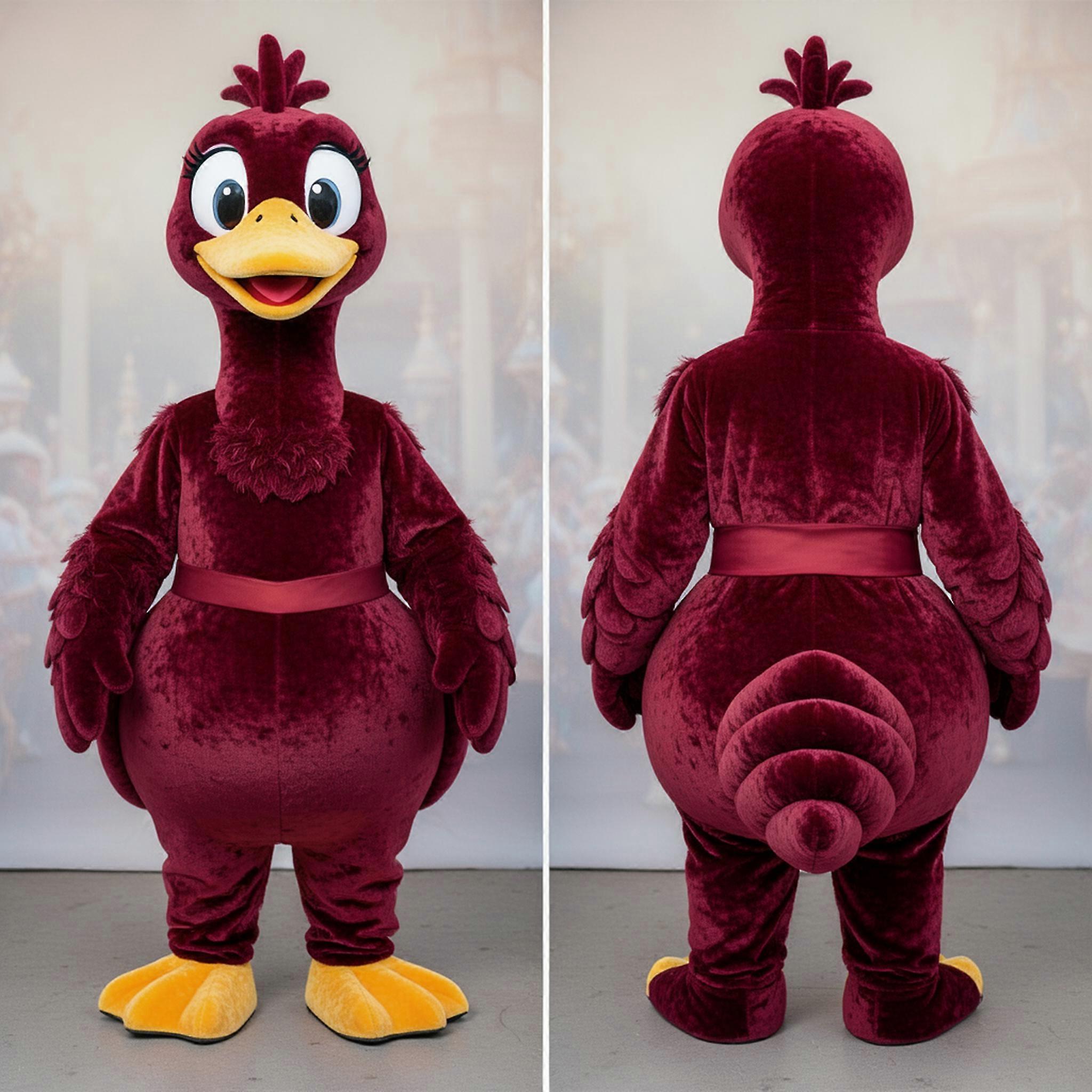 MASTICOT Maroon Velvety Swan Mascot