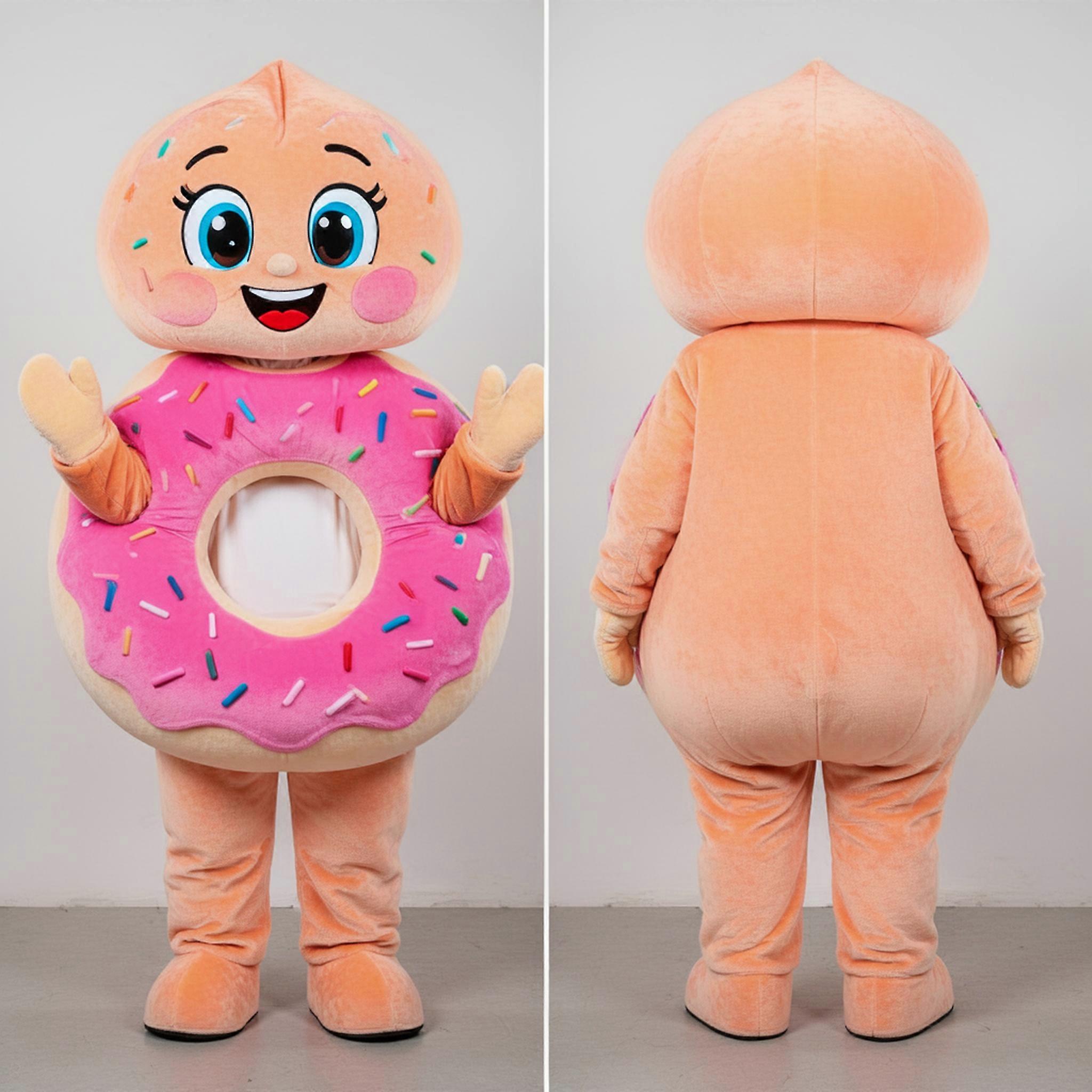 MASTICOT Peach Velvety Cartoon Donut Mascot