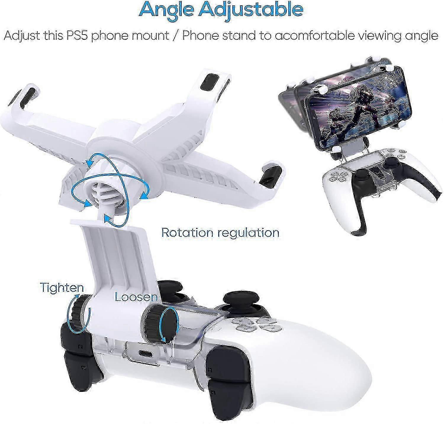 Controller Phone Mount | Flexible Sturdy Spring Holder | No Port Interference | For Remote Play | Compatible with Gaming Controllers