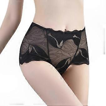 Spitze Slip mit mittlerer Taille für Frauen Floral Mesh Dessous mit Baumwolle Schritt durchscheinende elastische Unterwäsche Höschen