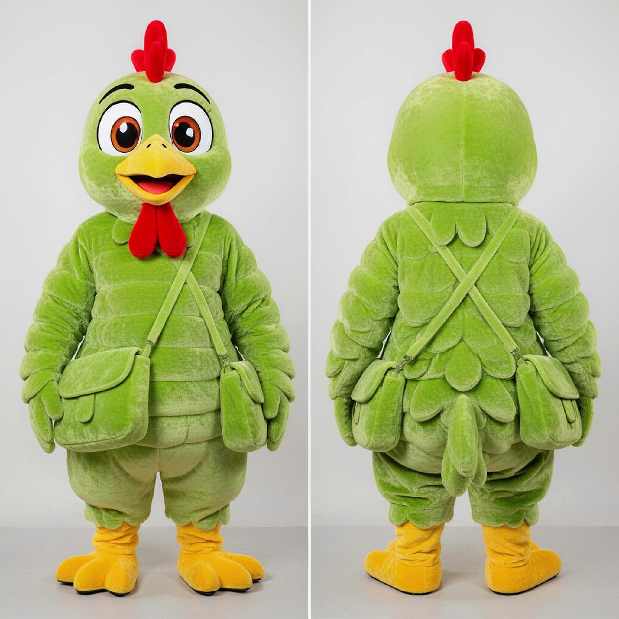 MASTICOT Lime Green Velvety Chicken Mascot