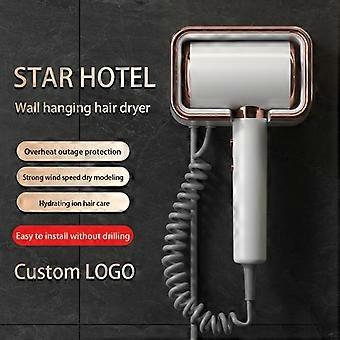 2000W wandgemonteerde hotelföhn met snelle digitale motor, installatie zonder boren, spiraalvormig snoer, NTC-temperatuurregeling, oververhittingsbeveiliging en meerdere snelheden.