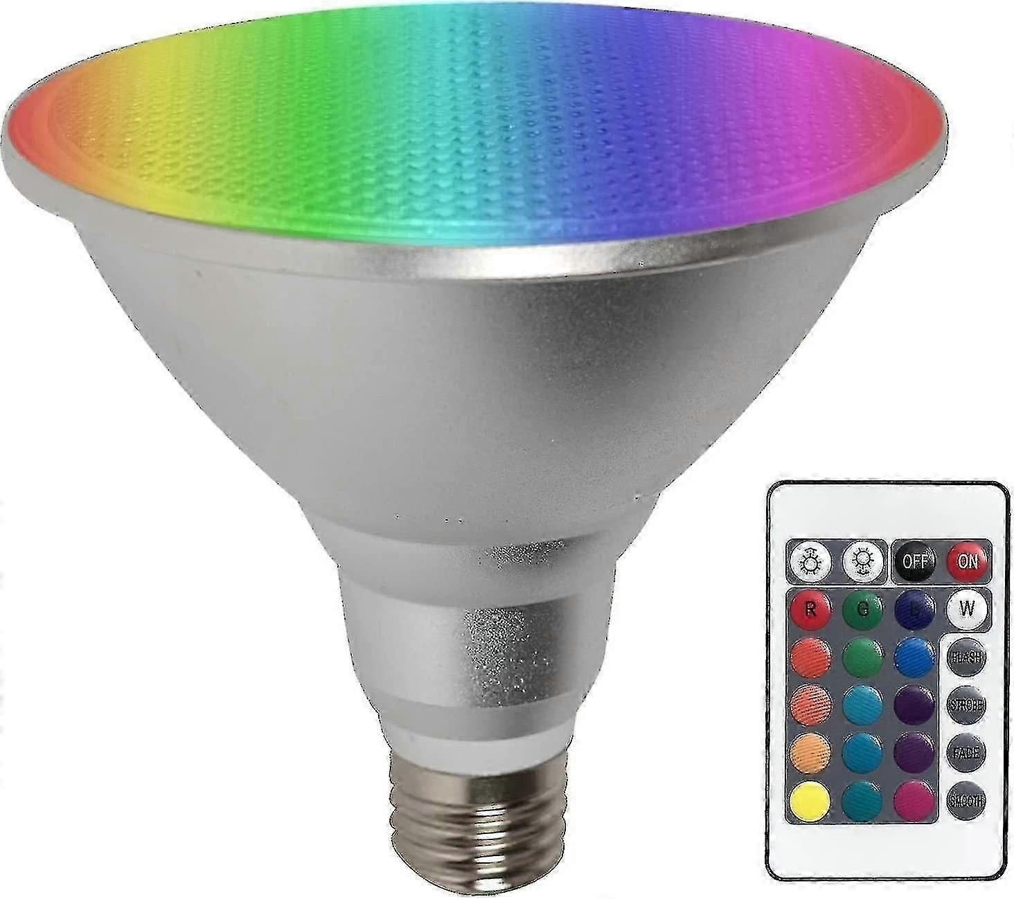 Ampoule LED PAR38 30W E27 RGB blanc chaud à intensité variable avec télécommande