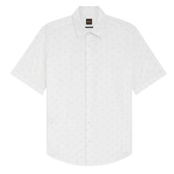 Boss Mens Microprint Regular Short-Sleeved Shirt