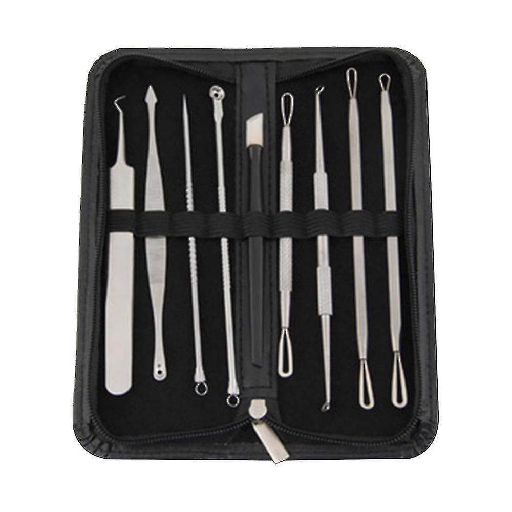 Blackhead Remover Pimple Extractor Tool, 9 Pieces, Stainless Steel Tweezers, Plucking, Acne Blackhead Remover, Extractor, Pimple Popper Kit For Face I