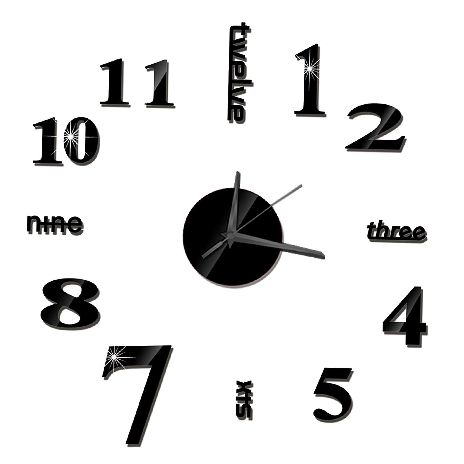 Diy Wall Clock Frameless Mirror Wall Clock Large Mute Wall Stickers