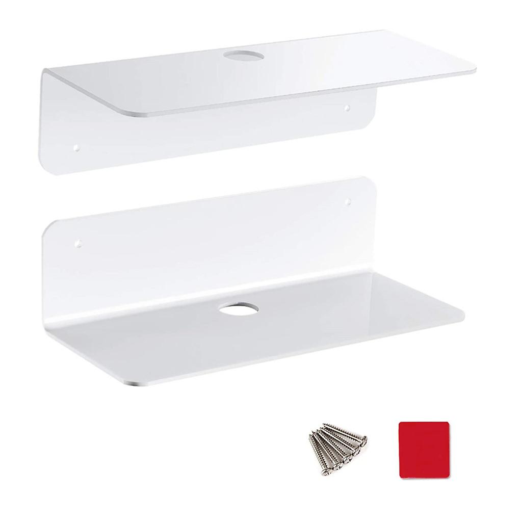 Damage-Free Acrylic Floating Wall Shelf Stick-On Home Storage Display Stand