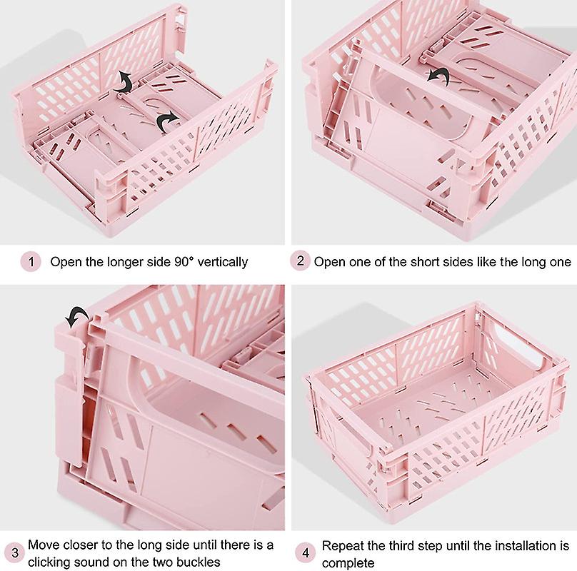 2 Pcs Mini Collapsible Storage Plastic Crates/Stackable Storage ...