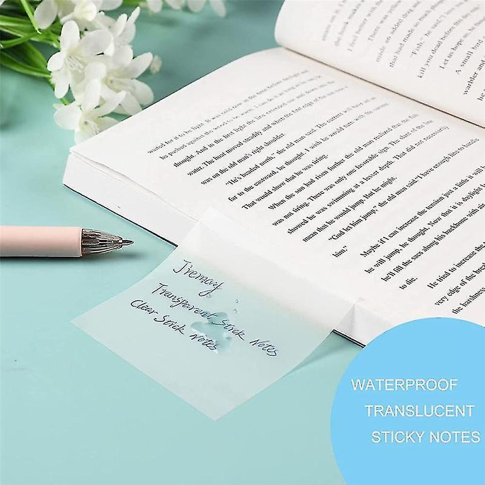 12 Packs 600 Sheets Transparent Sticky Notes, Clear Sticky Notes Waterproof Self-stick Notes For An