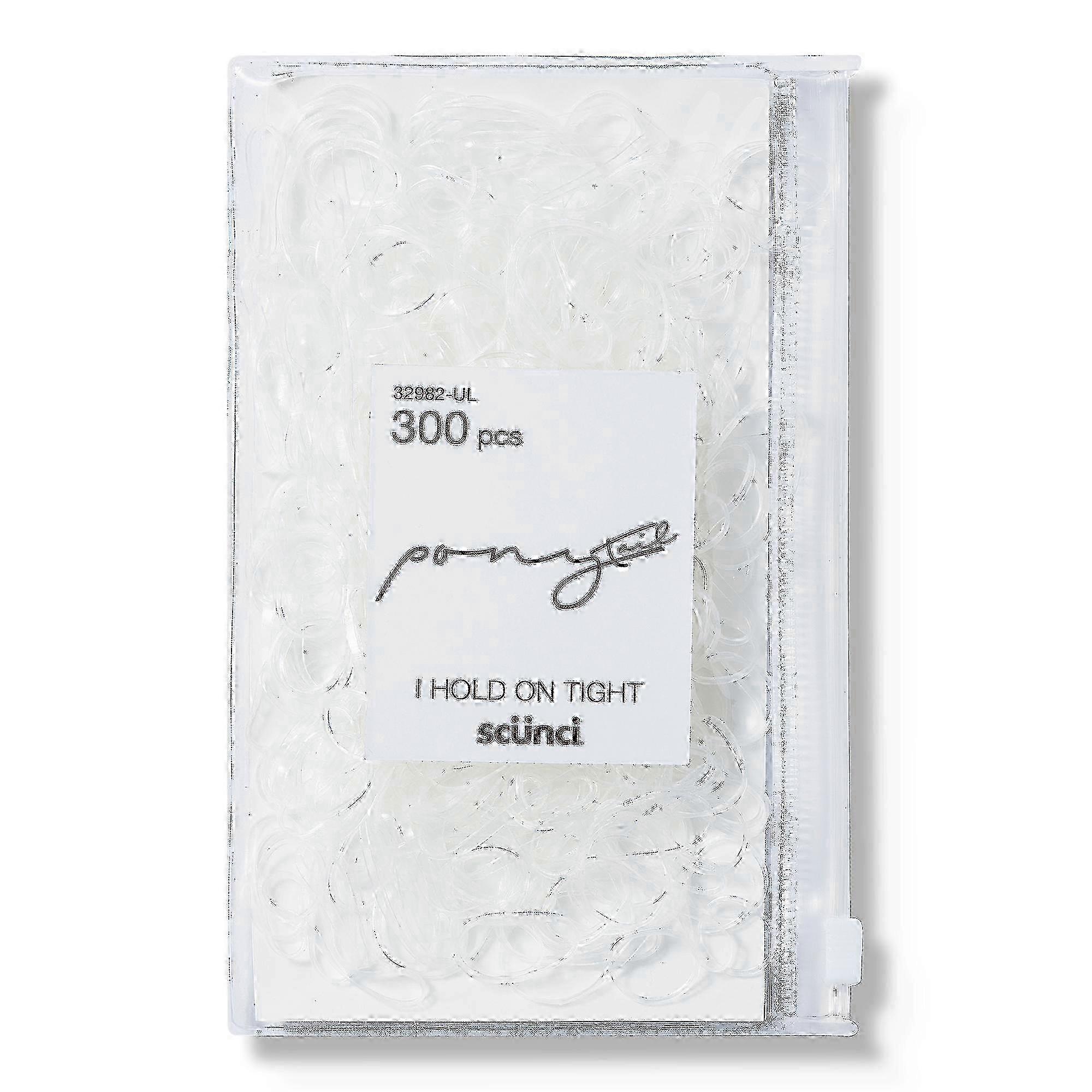 Scünci Mixed Size Rubber Bands, Clear, 300 Ea