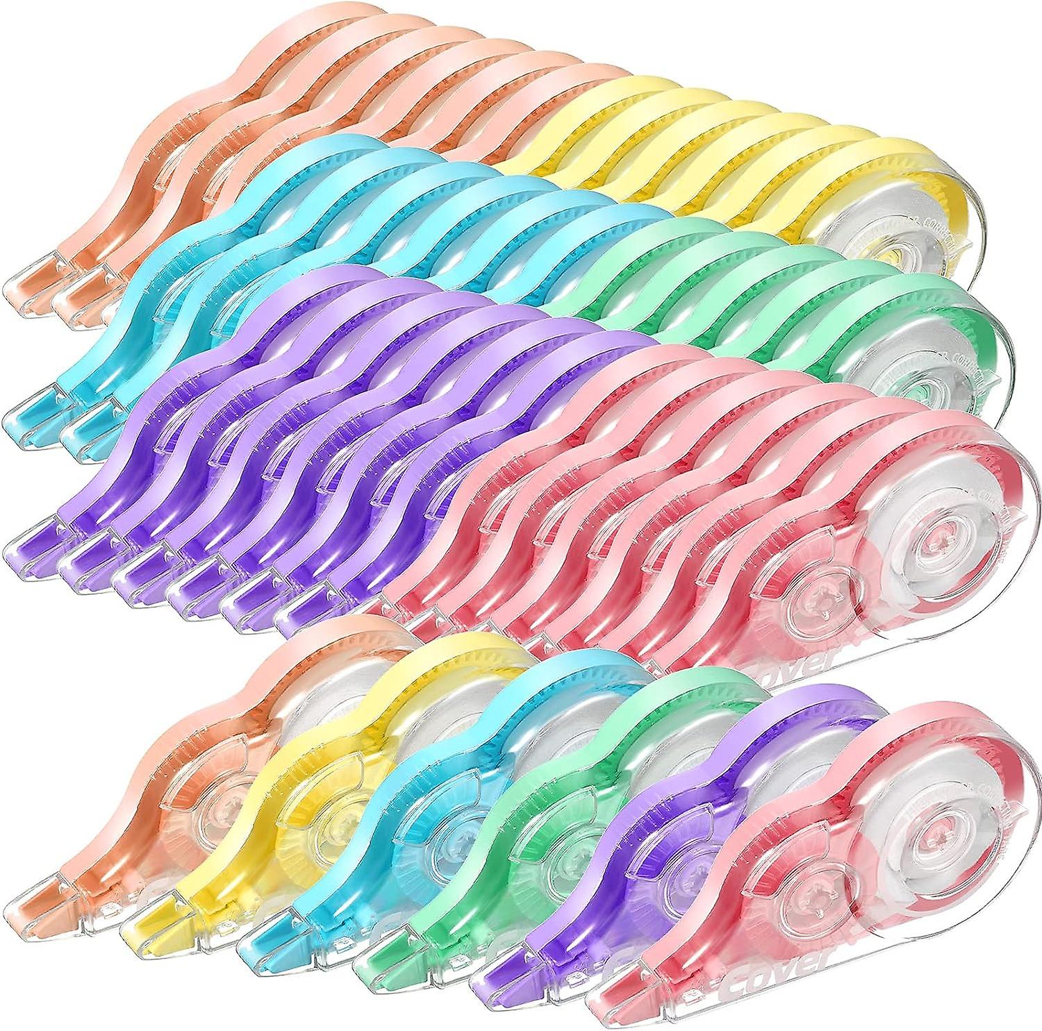 36 White Coated Correction Tapes - Easy-to-use applicator for cute instant correction (6 colors, each 12m long)