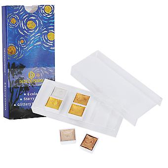 Vaste waterverf parelmoer metaal nieuwe nail art set 6 sterrenlichtkleuren om te schilderen
