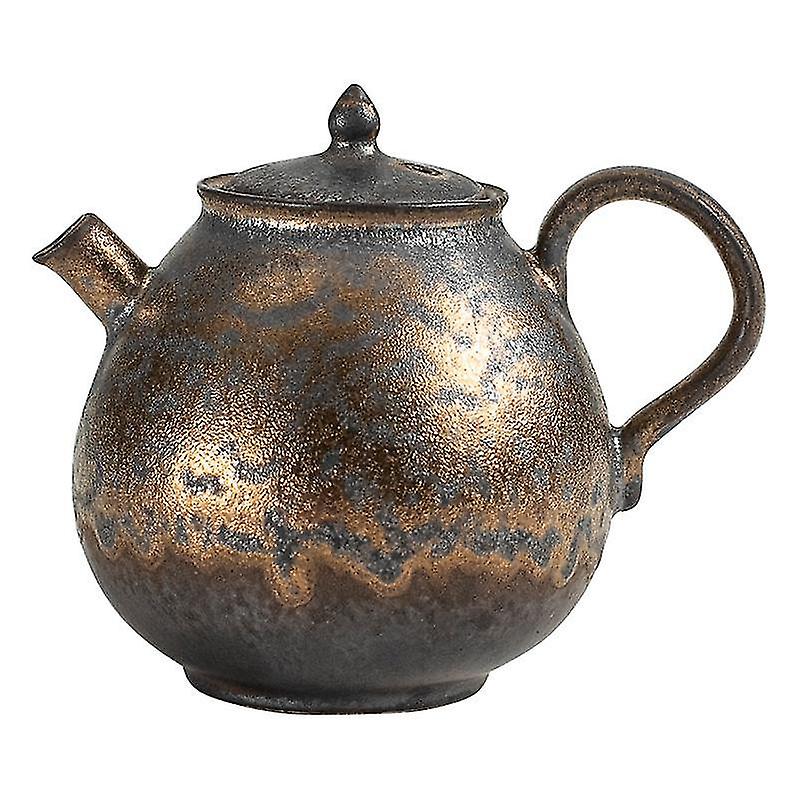 Coffee Tea Sets Pure Hand Made Retro Gold Rust Glazed Teapot Single Pot Coarse Pottery Kung Fu Tea Set Ceramic Home