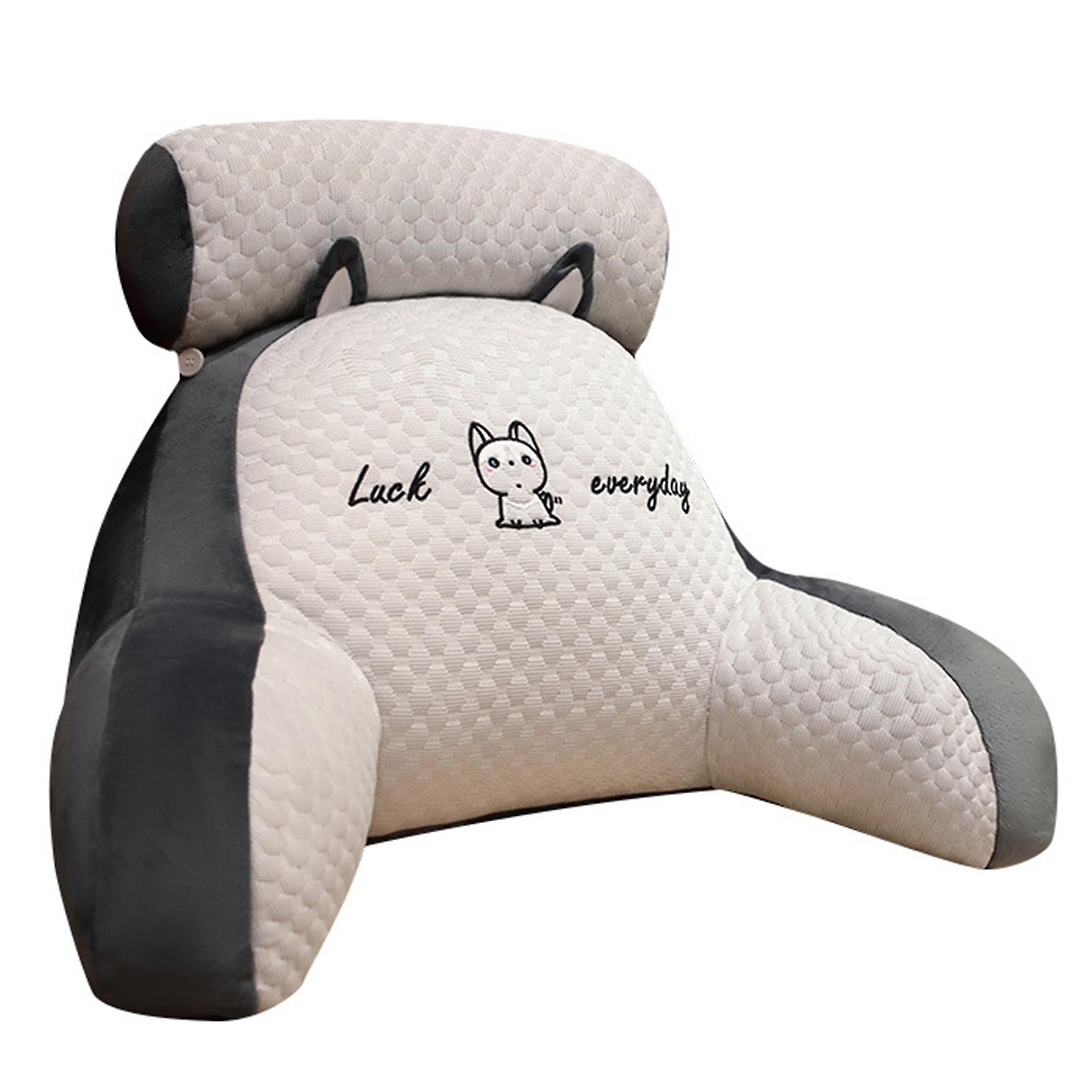 Bed Rest Reading Pillow With Arm Support Cartoon Print Detachable Backrest Support Sofa Couch Pillow Cushion