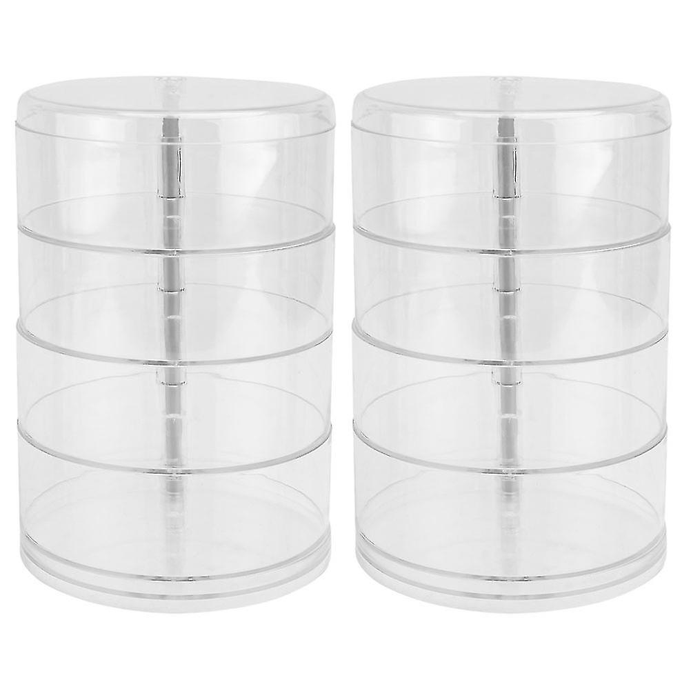 2pcs Multi-functional Makeup Organizer Multi-tier Rotating Cosmetics Storage Holder Clear Makeup Rack