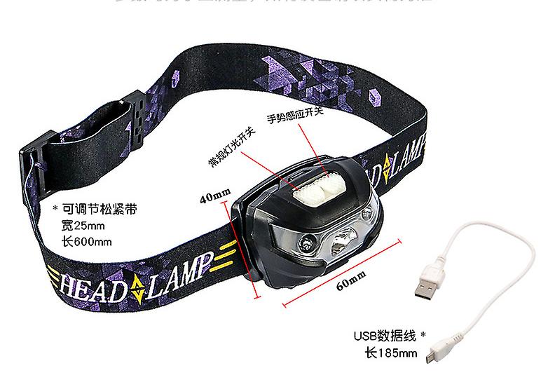 60000LM LED HeadLamp Motion Sensor USB Rechargeable Flashlight Headlight 5 Modes