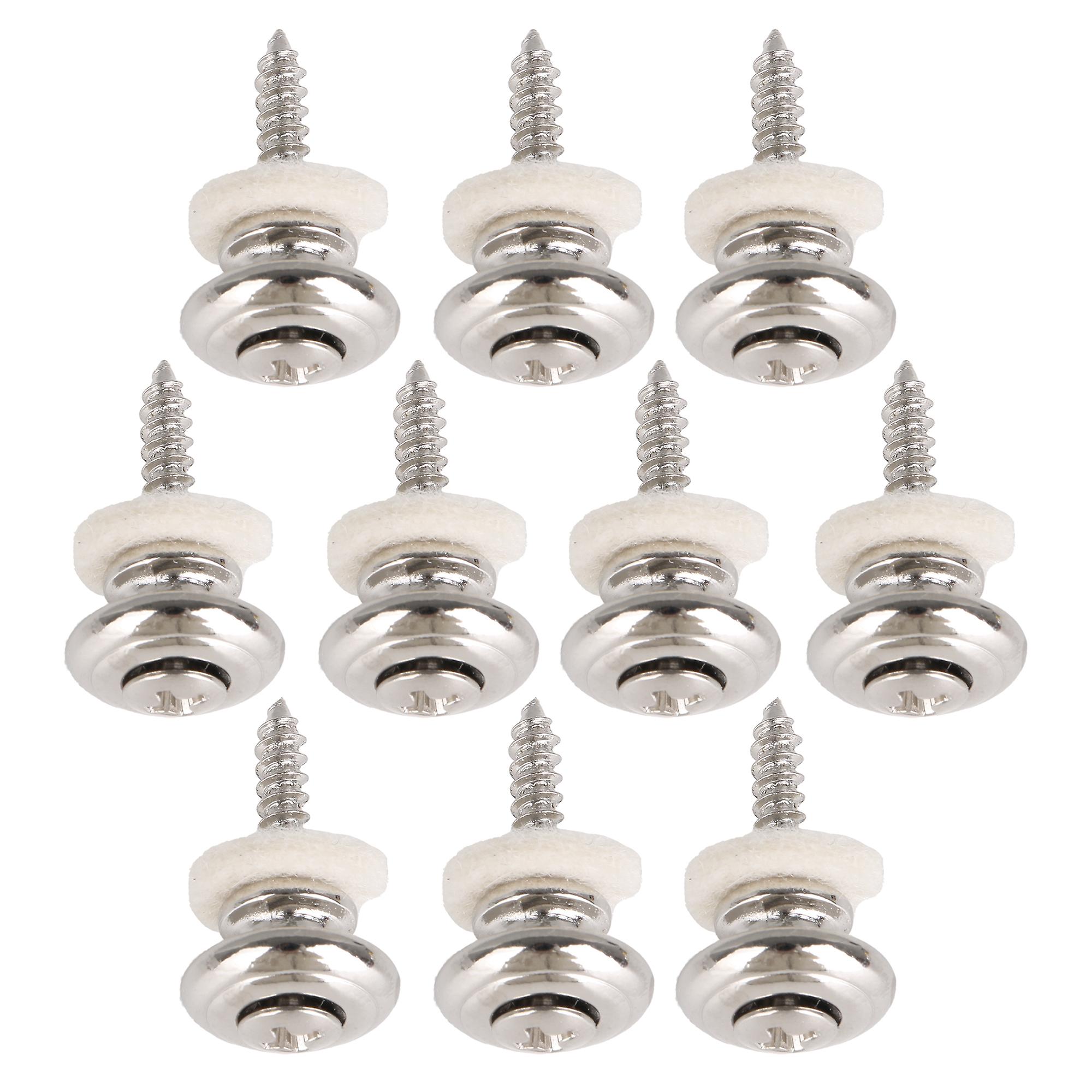 5 Sets Guitar Strap Metal Locks and Button with 10x Screw and 10x Gasket