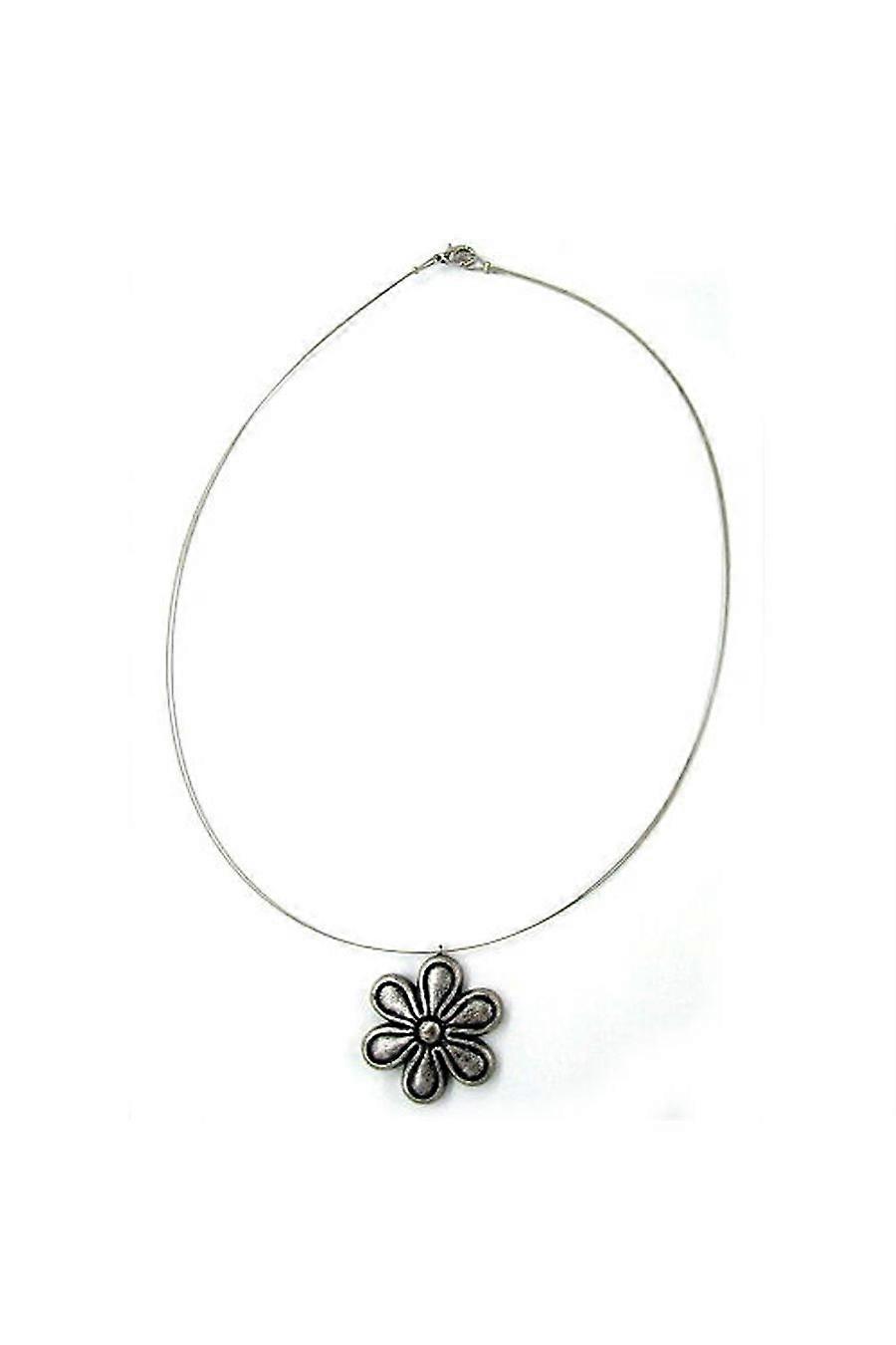 Necklace Flower Pendant Antique-like Silver - Gl07045
