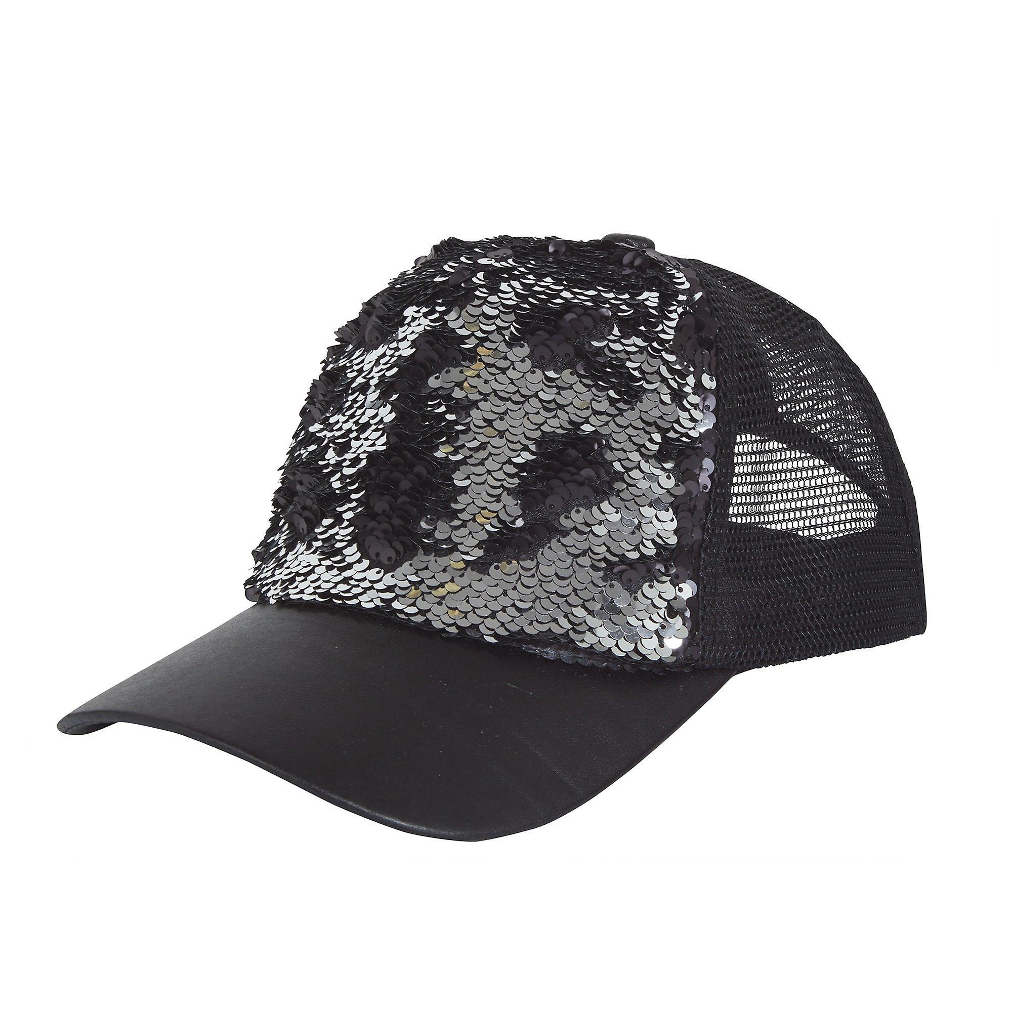 Sequin Cap Reversible Black Silver Bh695