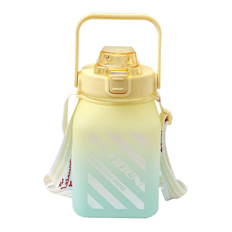 Kids Water Drinking Bottle Cute For Child Square Large Capacity Straw Gradient Color Outdoor Portable