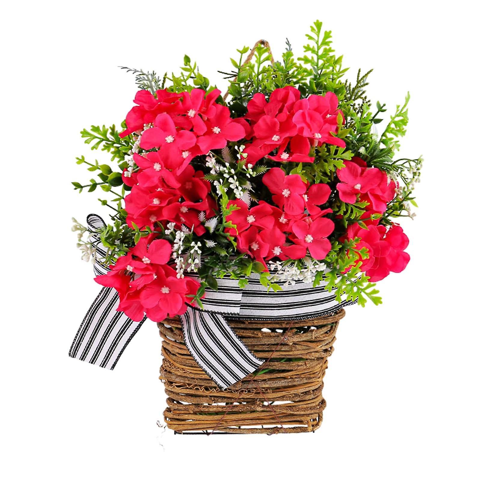 Segno di benvenuto Fiori artificiali Disposizione floreale Ghirlanda, Porta d'ingresso Appendere Cesto Ghirlanda Ghirlanda di Primavera per Matrimonio Esterno