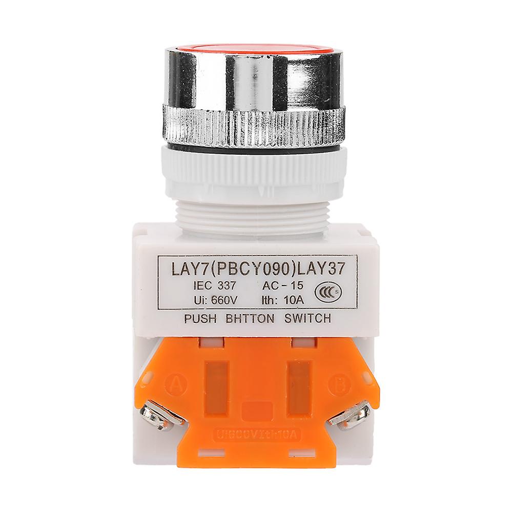 10Pcs Auto Reset Flat Head Red Push Button Switch LAY37-01BN