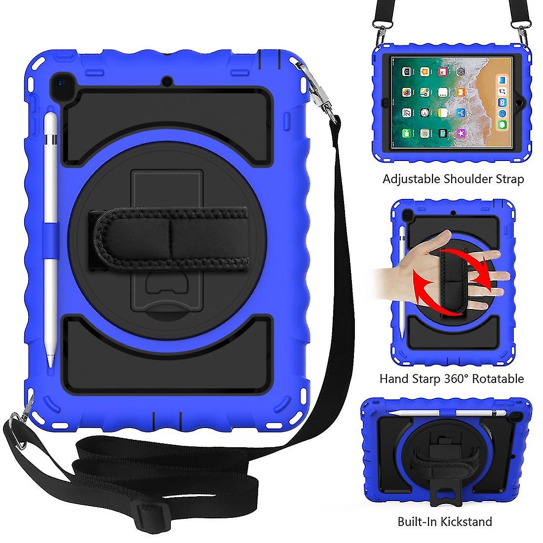 For Ipad 9.7 (2018) & (2017) 360 Degree Rotation Pc + Silicone Shockproof Combination Case With & For Ipad 9.7 (2018) Blue