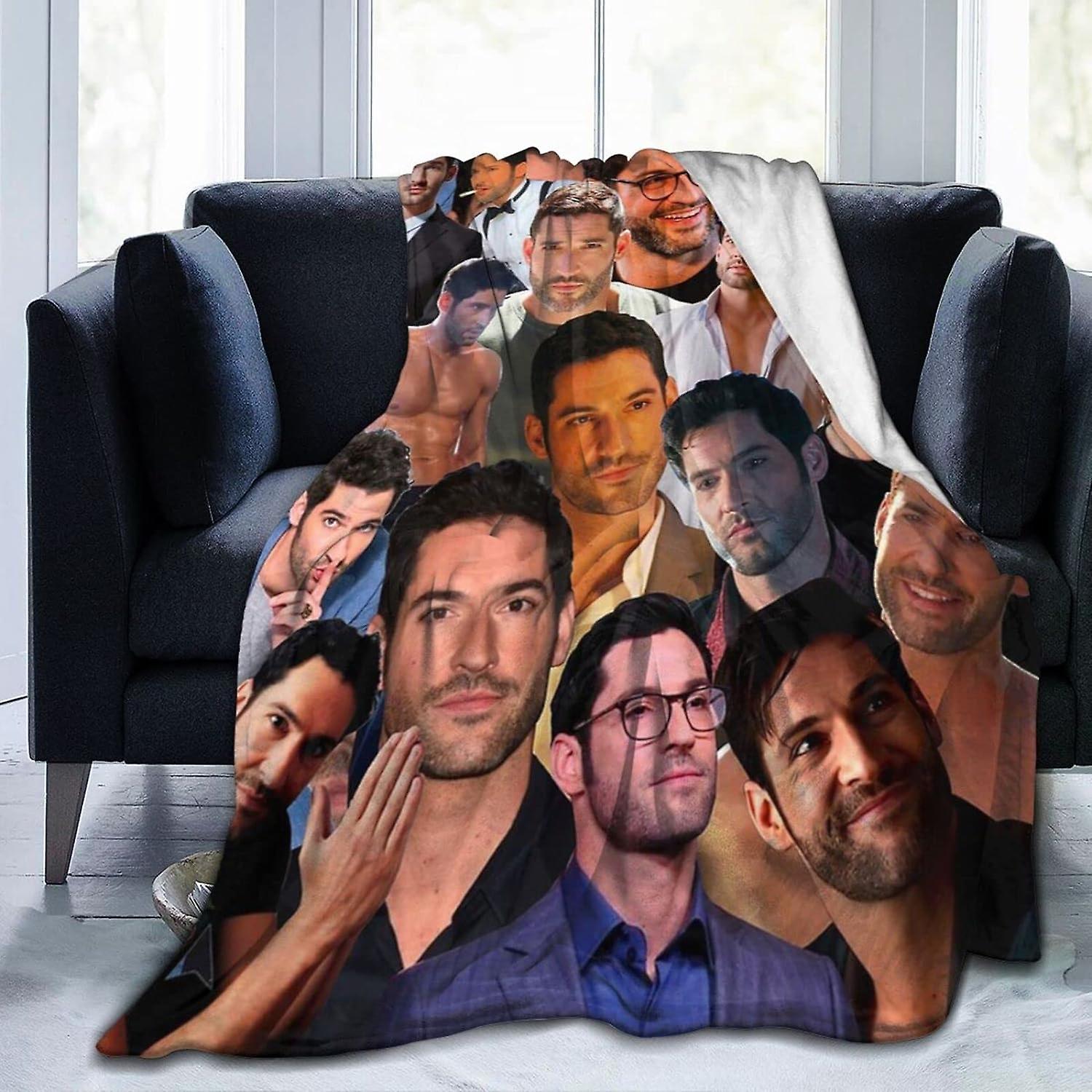 Tom Actor Ellis Blanket, Ultra Soft Lightweight Flannel Fleece Throw Blankets Warm Air Conditioning Blanket For Couch Sofa Bedch-Black ABD4737