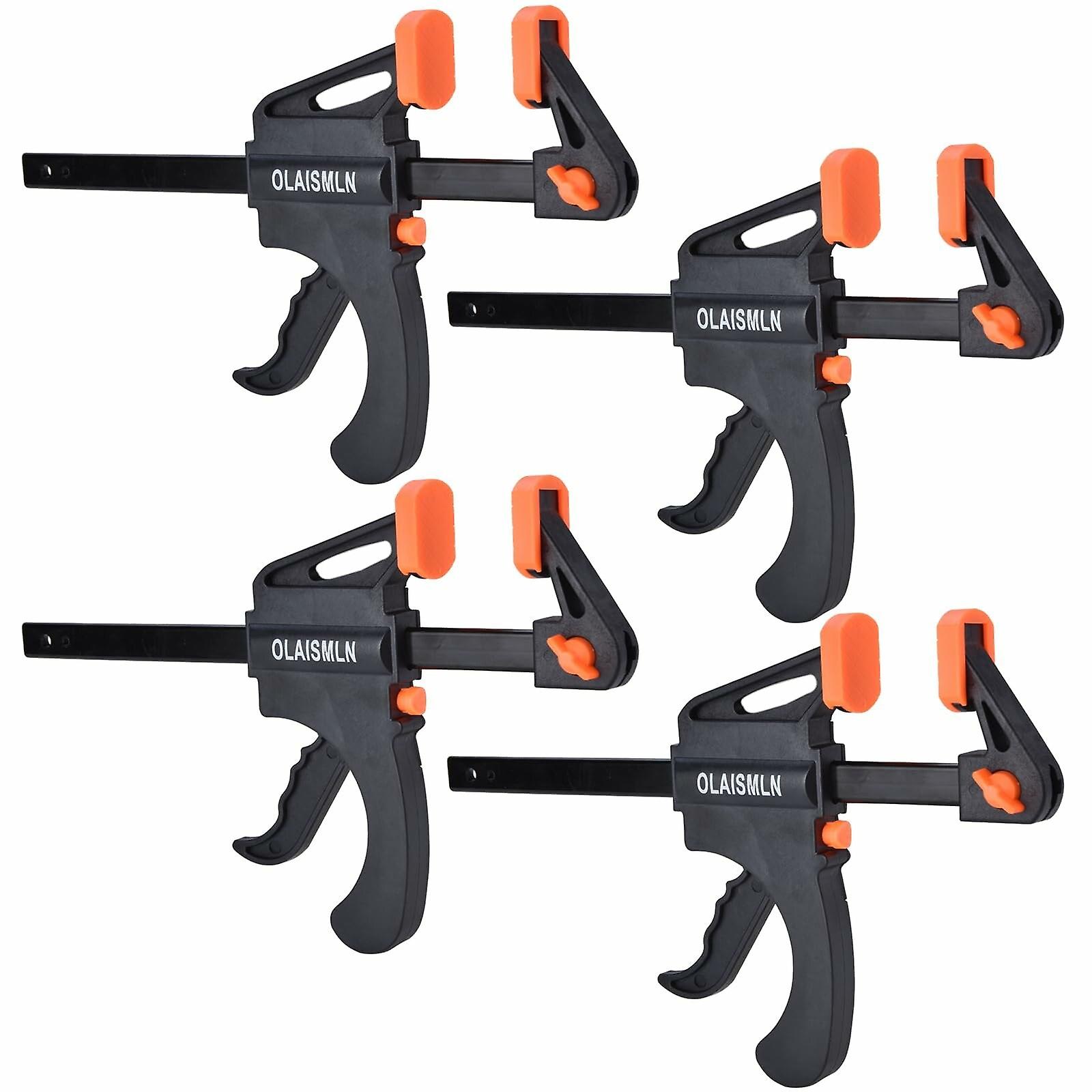 4Pc 4" Quick Release F-bar Clamps Woodworking Grip & Ratchet Tool Kit