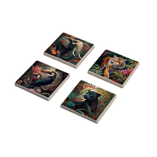 Jungle Animals Printed Stone Coasters Set