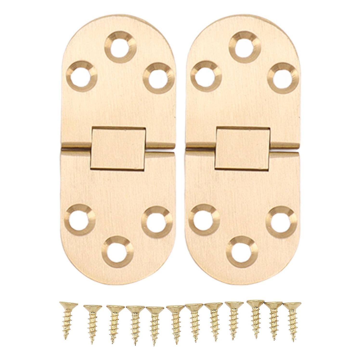 2 Sets Folding  Rustproof Round Edge 180 Degree Brass Flap Hinge with Screws for Folding Table Sewin