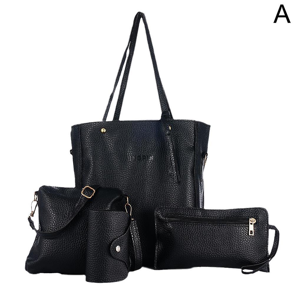 4-piece PU Multi-purpose Women's Bag Wallet +Card Bag + Shoulder Bag + Tote Bag