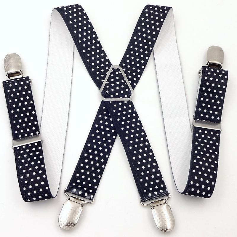 Men's Suspenders Wide Ultra Resistant Elastic & 4 Extra Strong Clips in X - Adjustable Size Up to 65cm
