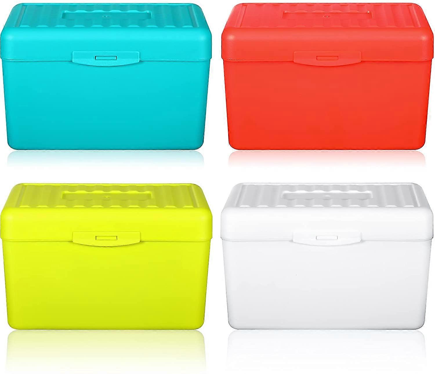 4 stuks Index Card Box Flash Card Houder Notecard Box Index Card Organizer Flashcards voor recepten Archivering Notities, adressen en recepten (rood, geel, w