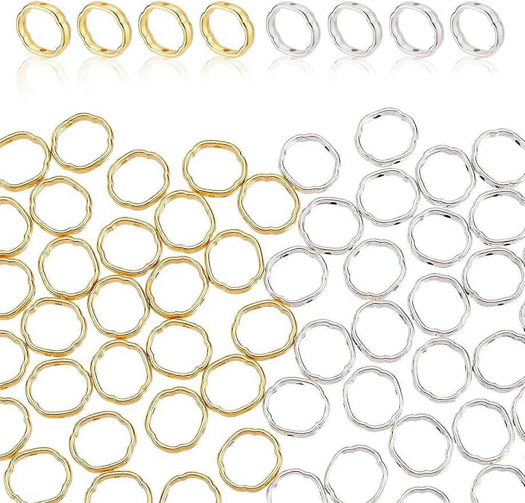 80 Pcs 2 Colors Bead Frames Alloy Flower Shaped Bead Frames Hollow Metal Links Connectors with 2 Holes
