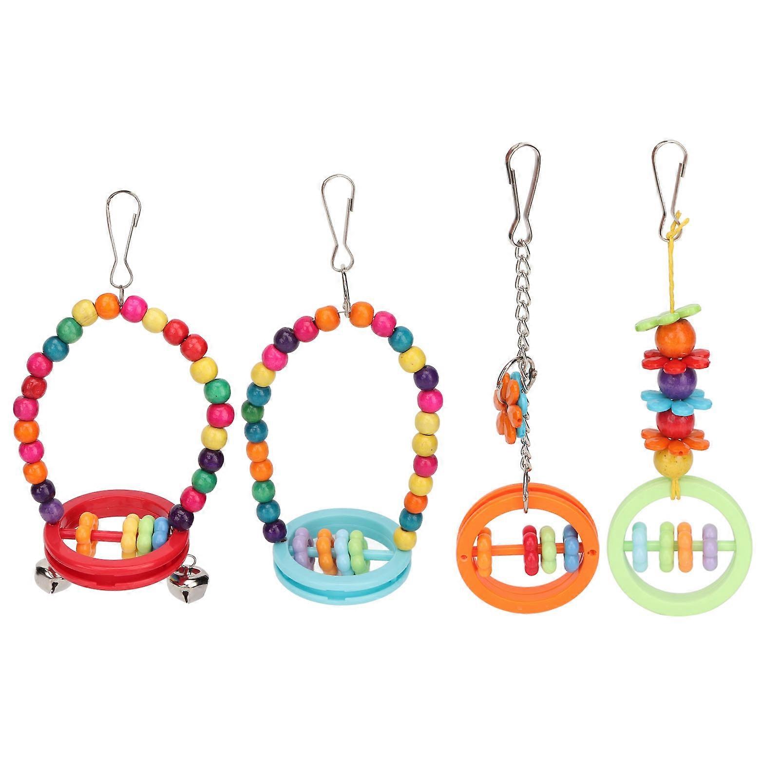 4pcs Oiseau Balançoire Jouet Coloré Interactif Résistance À Morsure Perroquet Jouets Suspendus pour Perruche Calopsitte Oiseau