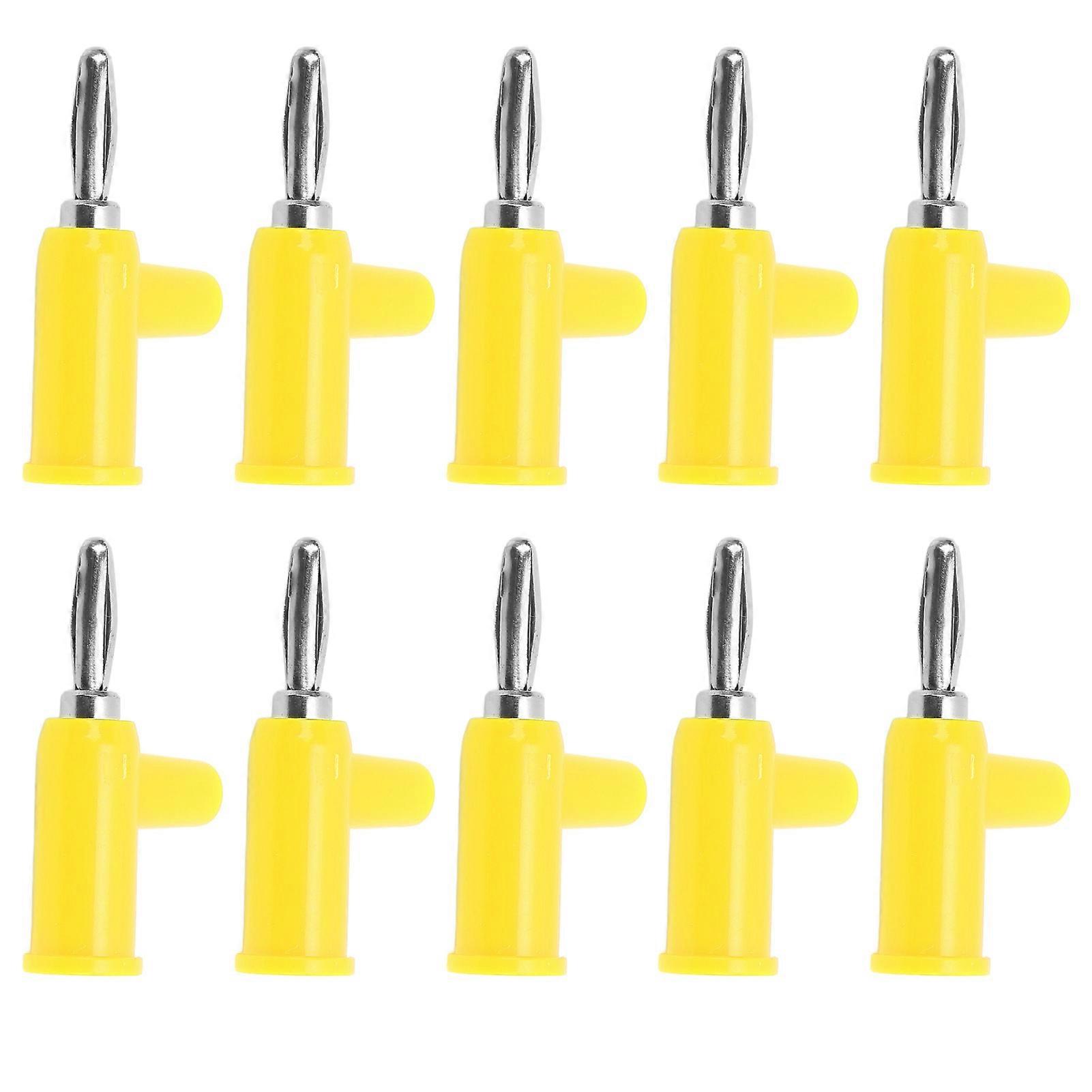 10pcs Stackable Banana Plug 4mm/0.2in Solderless Brass Standard Size Stackable Banana Connector For Security Accessoriesyellow