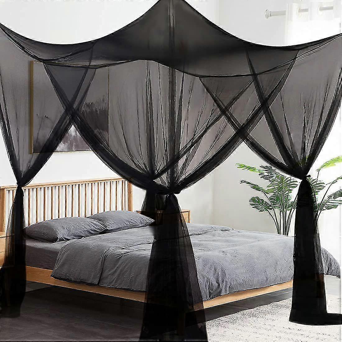4 Corner Posts Curtains Bed Canopy Large Mosquito Net