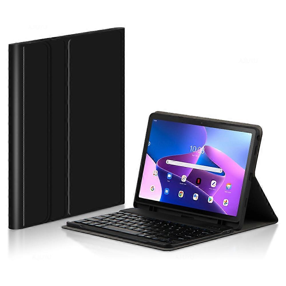 For Lenovo Tab M10 Plus (3rd Gen) Magnetic Detachable Bluetooth Keyboard Tablet Case PU Leather Stan