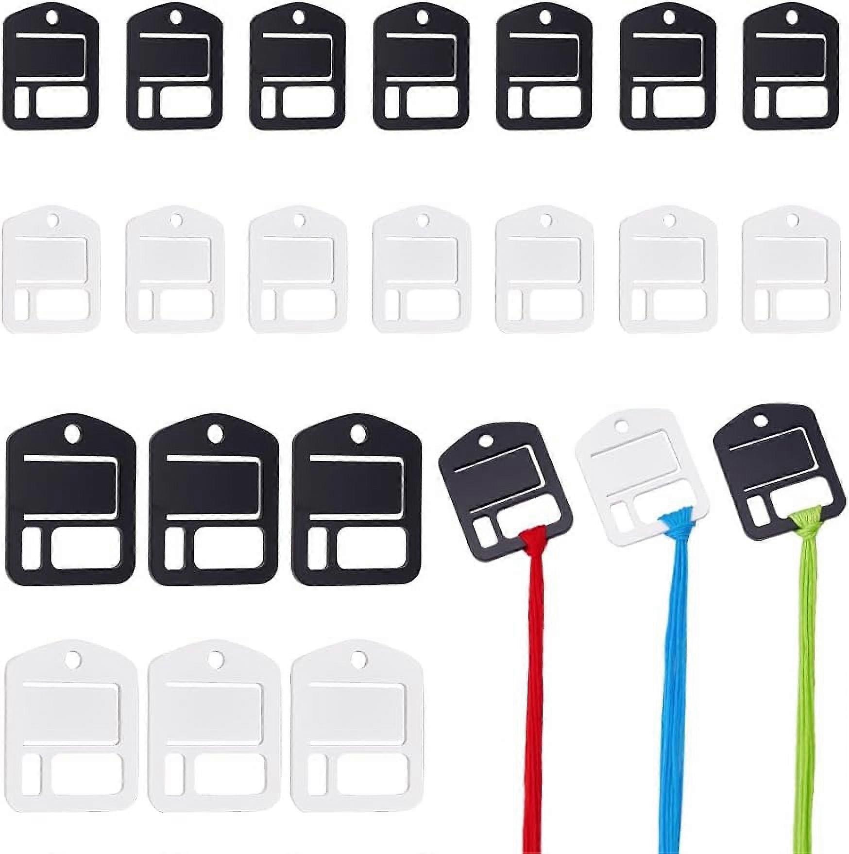24pcs Acrylic Floss Drops Black White Embroidery Thread Chip Organizer Rectangle Shape Slim Floss Bobbins Cross Stitch Thread Bobbins