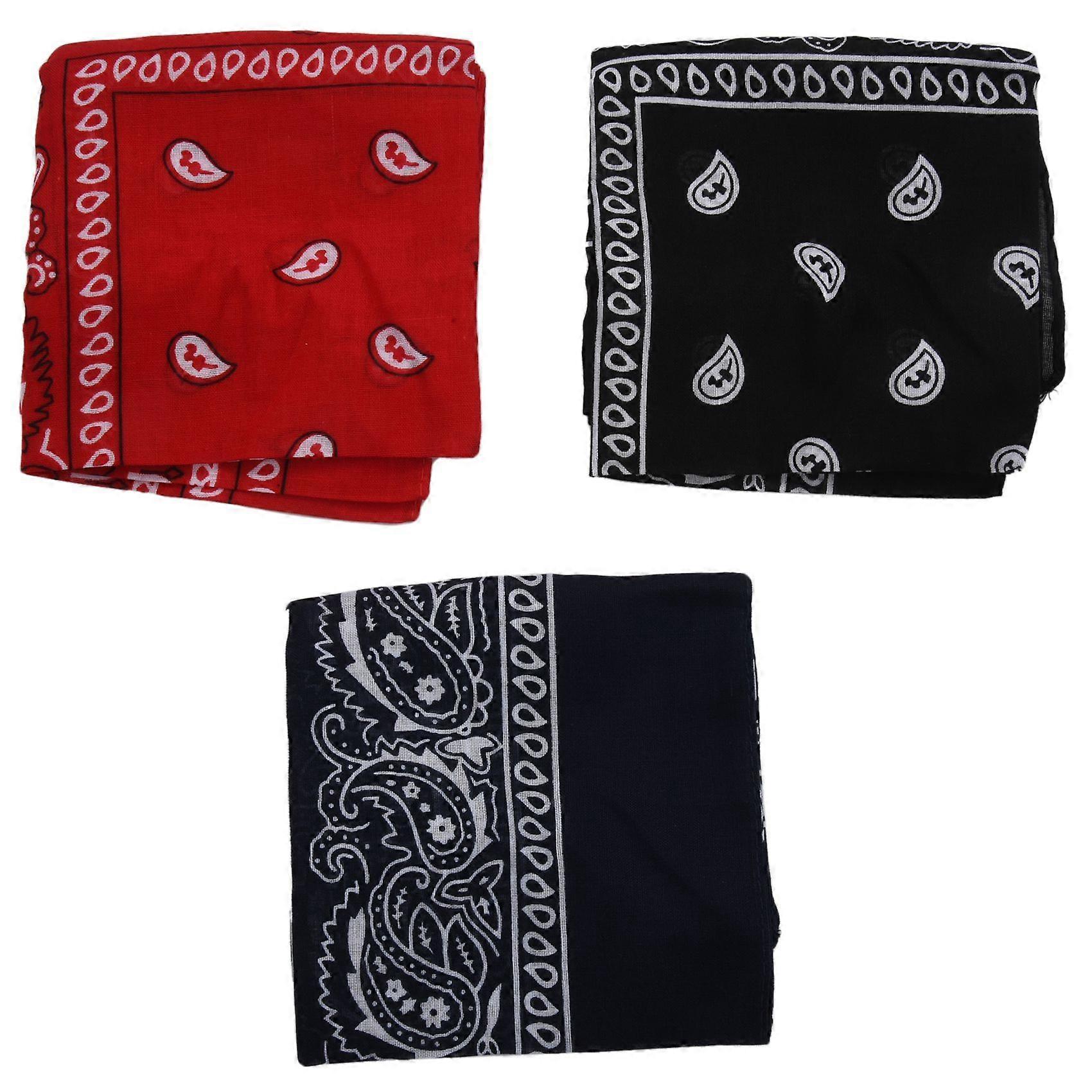 Set of 3 bandanas Man and Woman 57 x 57 cm Black + Red + navy blue