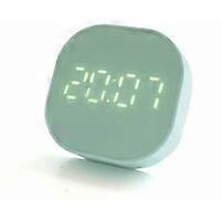 Square Digital Smart Timing Small Alarm Clock Square Mini Cartoon Clock Bedside Luminous Electronic Clock Light Green